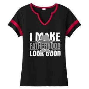 I Make Fatherhood Look Good Gift Funny Father's Day Quote Gift Ladies Halftime Notch Neck Tee