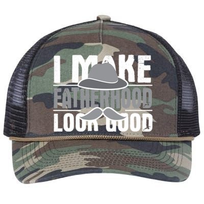 I Make Fatherhood Look Good Gift Funny Father's Day Quote Gift Retro Rope Trucker Hat Cap