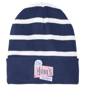 I'm Mom's Favorite Retro Striped Beanie with Solid Band