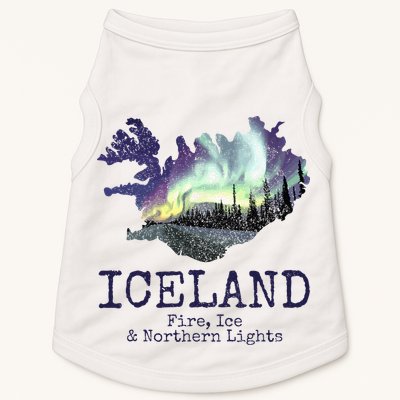 Iceland Map Fire Ice Northern Light Icelandic Souvenir Doggie Tank