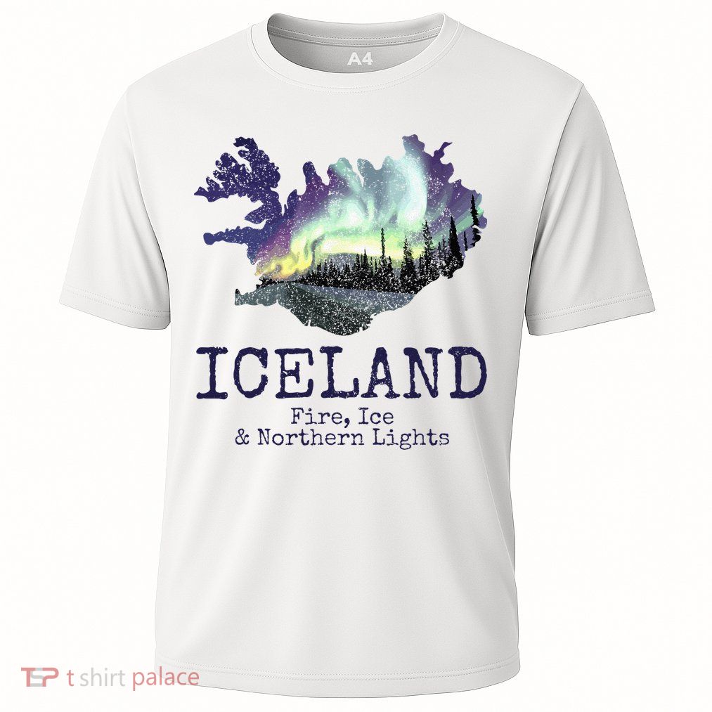 Iceland Map Fire Ice Northern Light Icelandic Souvenir Performance Shirt