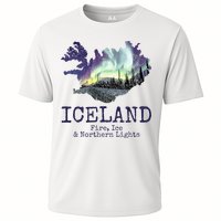 Iceland Map Fire Ice Northern Light Icelandic Souvenir Cooling Performance Crew T-Shirt