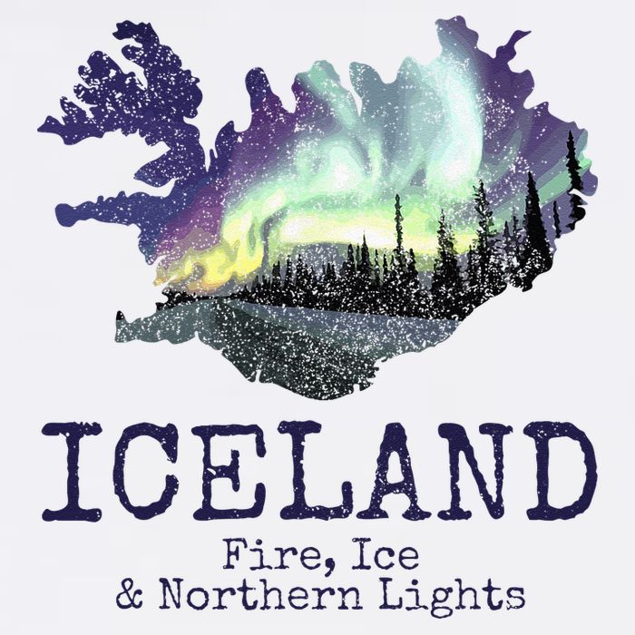 Iceland Map Fire Ice Northern Light Icelandic Souvenir Cooling Performance Crew T-Shirt