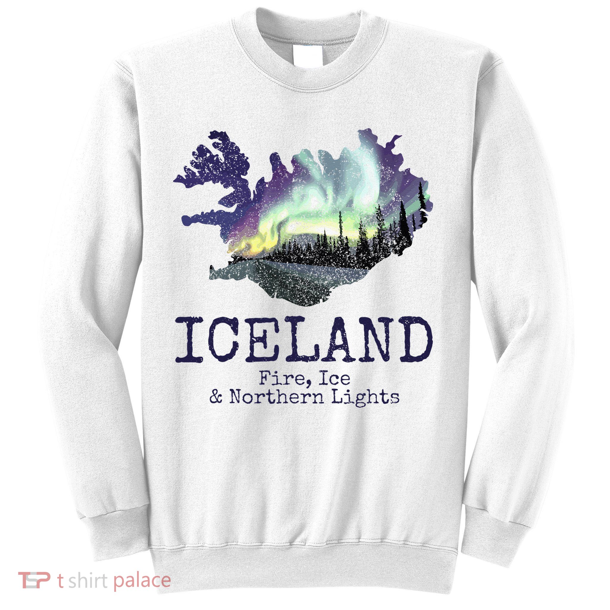Iceland Map Fire Ice Northern Light Icelandic Souvenir Sweatshirt