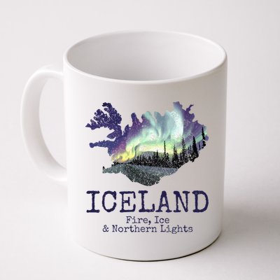 Iceland Map Fire Ice Northern Light Icelandic Souvenir Mug