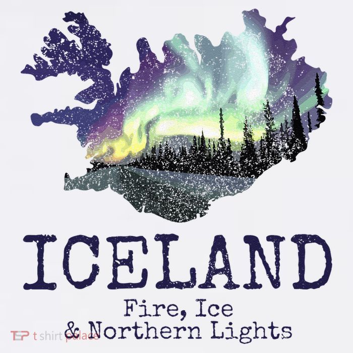 Iceland Map Fire Ice Northern Light Icelandic Souvenir Flatbill Hat