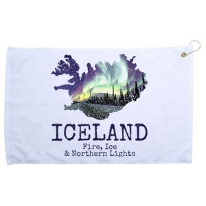 Iceland Map Fire Ice Northern Light Icelandic Souvenir Grommeted Golf Towel