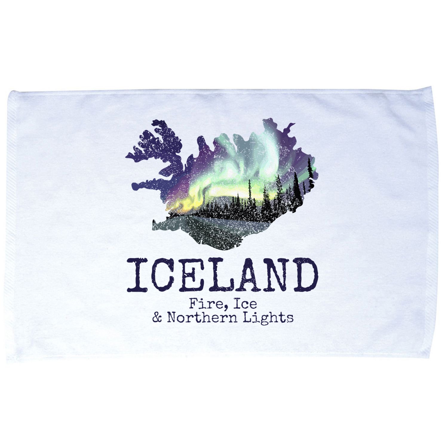 Iceland Map Fire Ice Northern Light Icelandic Souvenir Microfiber Hand Towel