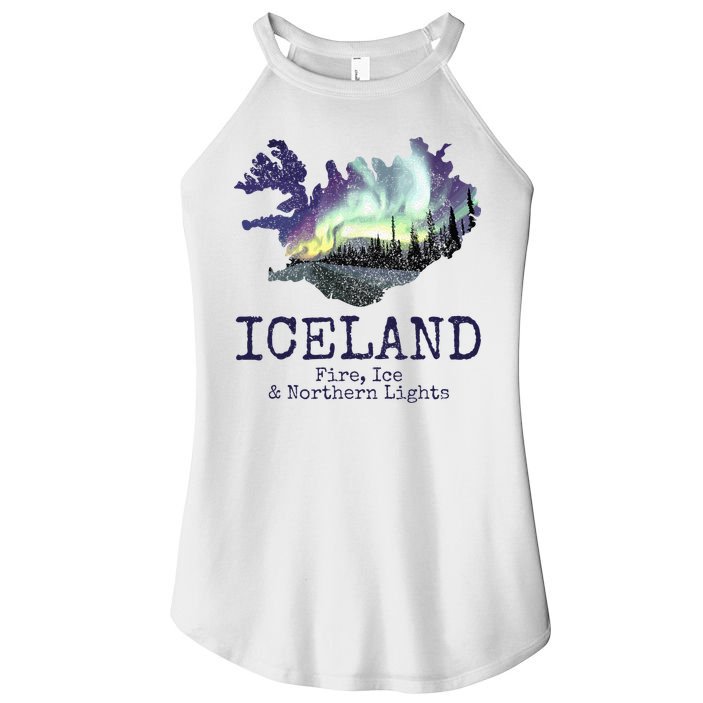 Iceland Map Fire Ice Northern Light Icelandic Souvenir Women's Perfect Tri Rocker Tank