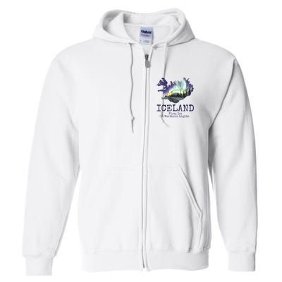 Iceland Map Fire Ice Northern Light Icelandic Souvenir Full Zip Hoodie