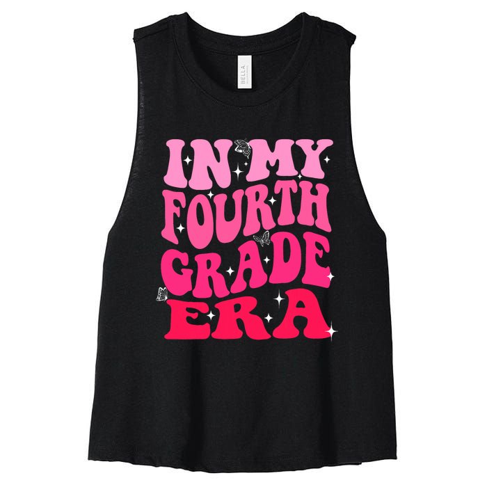 In My Fourth Grade Era Girl Back To School 4th Grade Women's Racerback Cropped Tank