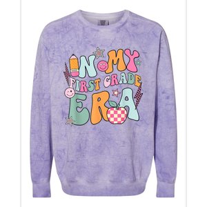 In My First Grade Era Back To School Retro Groovy 1st Grade Colorblast Crewneck Sweatshirt