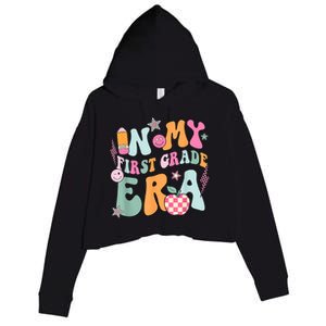 In My First Grade Era Back To School Retro Groovy 1st Grade Crop Fleece Hoodie