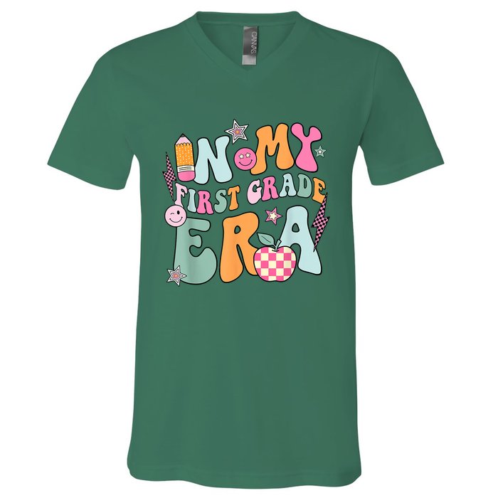 In My First Grade Era Back To School Retro Groovy 1st Grade V-Neck T-Shirt