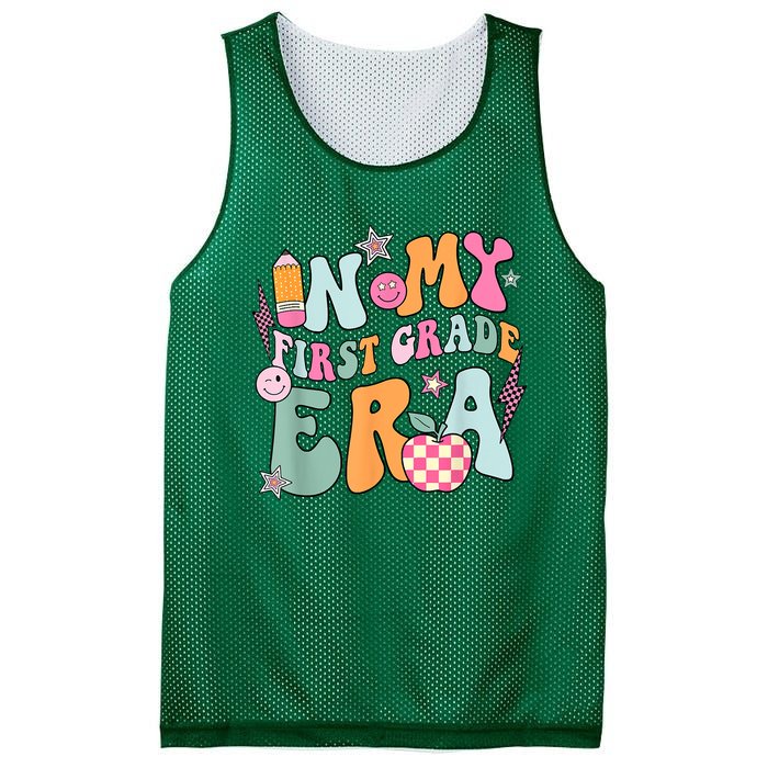 In My First Grade Era Back To School Retro Groovy 1st Grade Mesh Reversible Basketball Jersey Tank