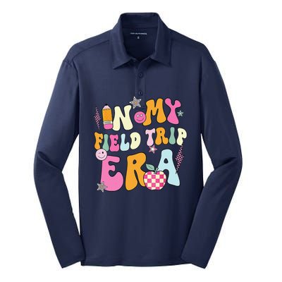 In My Field Trip Era Retro Groovy Teacher Field Day 2024 Silk Touch Performance Long Sleeve Polo