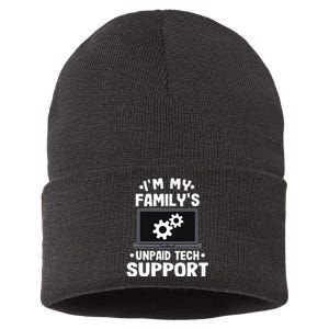 I'm My Family's Unpaid Tech Support Funny Computer Engineer Sustainable Knit Beanie