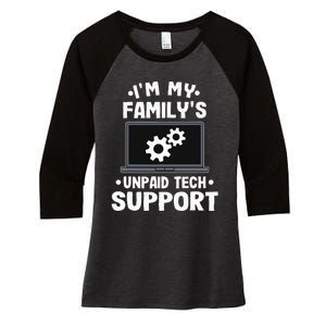 I'm My Family's Unpaid Tech Support Funny Computer Engineer Women's Tri-Blend 3/4-Sleeve Raglan Shirt