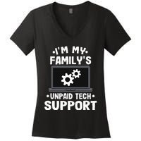 I'm My Family's Unpaid Tech Support Funny Computer Engineer Women's V-Neck T-Shirt