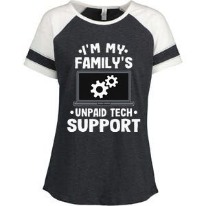 I'm My Family's Unpaid Tech Support Funny Computer Engineer Enza Ladies Jersey Colorblock Tee