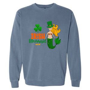 Irish Mermaid Funny Sarcastic St Patrick's Day Leprechaun Gift Garment-Dyed Sweatshirt