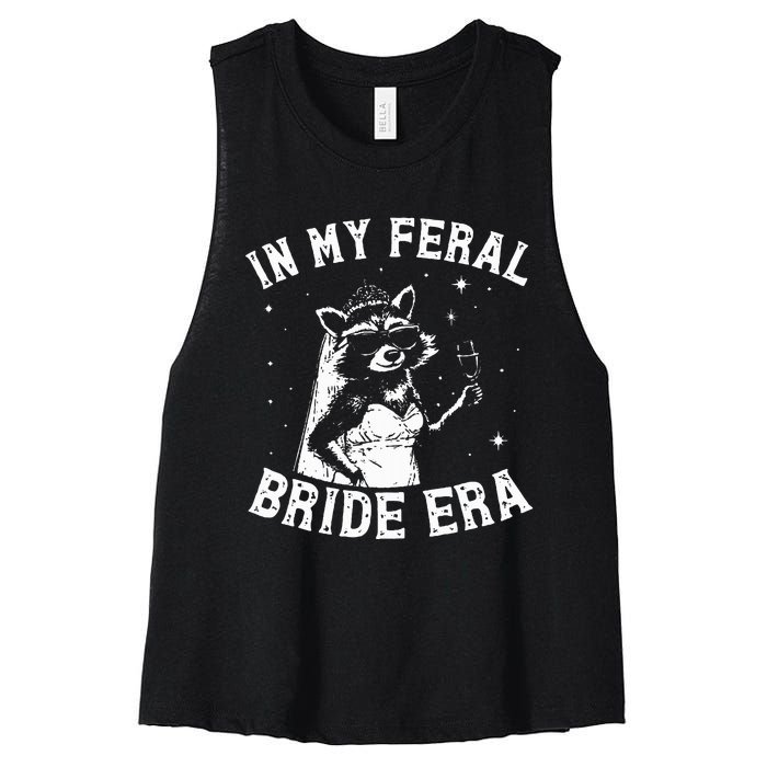 In My Feral Bride Era Raccoon Women's Racerback Cropped Tank