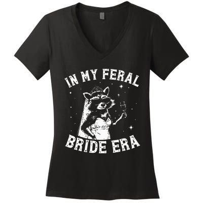 In My Feral Bride Era Raccoon Women's V-Neck T-Shirt