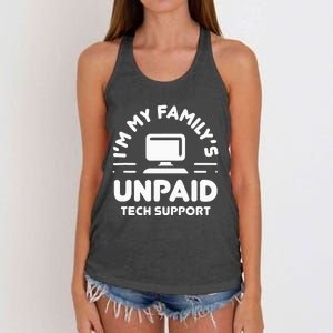 I'm My Family's Unpaid Tech Support Funny Computer Engineer Women's Knotted Racerback Tank