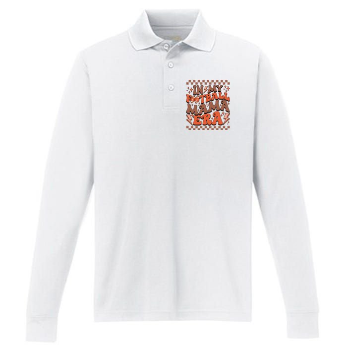 In My Football Mama Era Football Team Retro Performance Long Sleeve Polo