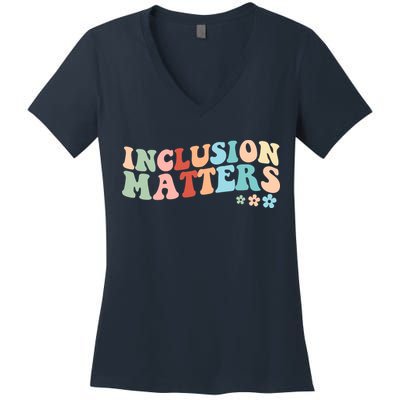 Inclusion Matters Floral Love Acceptance Women's V-Neck T-Shirt
