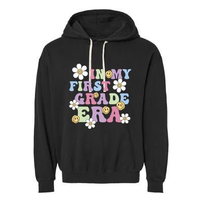 In My First Grade Era Back To School 1st Teacher Groovy Garment-Dyed Fleece Hoodie