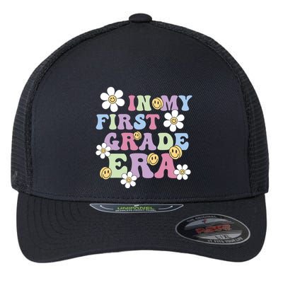 In My First Grade Era Back To School 1st Teacher Groovy Flexfit Unipanel Trucker Cap