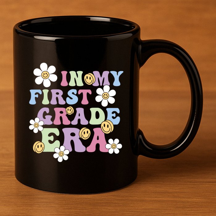 In My First Grade Era Back To School 1st Teacher Groovy 11oz C Handle Ceramic Mug