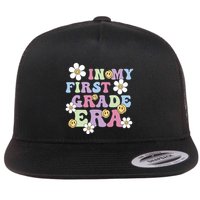 In My First Grade Era Back To School 1st Teacher Groovy Flat Bill Trucker Hat