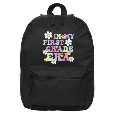 In My First Grade Era Back To School 1st Teacher Groovy 16 in Basic Backpack