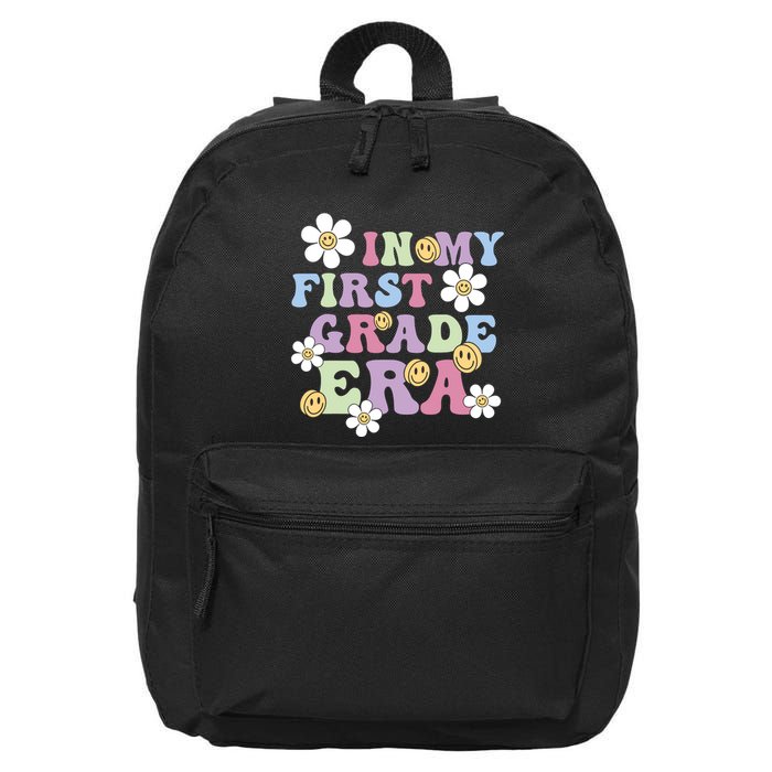In My First Grade Era Back To School 1st Teacher Groovy 16 in Basic Backpack