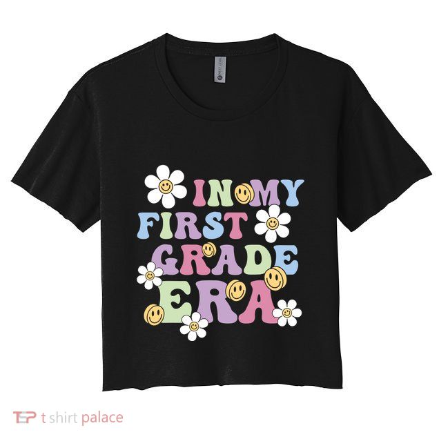 In My First Grade Era Back To School 1st Teacher Groovy Crop Top