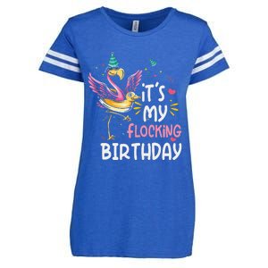 Its My Flocking Birthday Pink Flamingo Birthday Party Enza Ladies Jersey Football T-Shirt