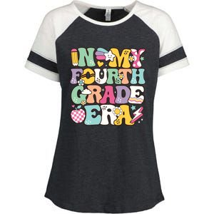 In My Fourth Grade Era Back To School Retro Groovy 4th Grade Enza Ladies Jersey Colorblock Tee