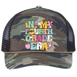 In My Fourth Grade Era Back To School Retro Groovy 4th Grade Retro Rope Trucker Hat Cap