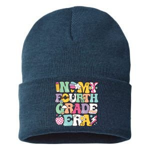 In My Fourth Grade Era Back To School Retro Groovy 4th Grade Sustainable Knit Beanie