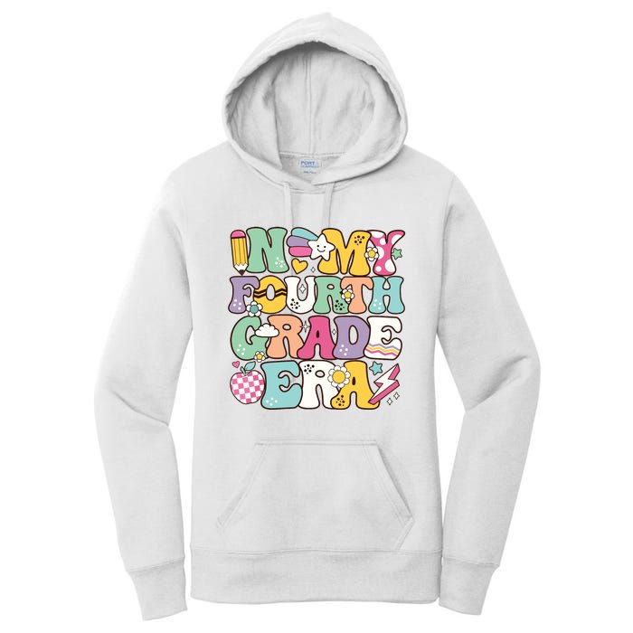 In My Fourth Grade Era Back To School Retro Groovy 4th Grade Women's Pullover Hoodie