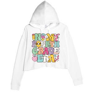 In My Fourth Grade Era Back To School Retro Groovy 4th Grade Crop Fleece Hoodie