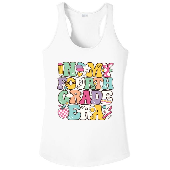 In My Fourth Grade Era Back To School Retro Groovy 4th Grade Ladies PosiCharge Competitor Racerback Tank