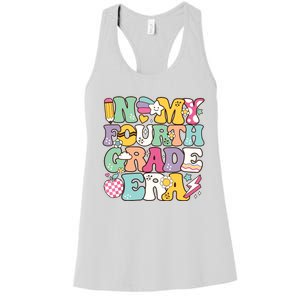 In My Fourth Grade Era Back To School Retro Groovy 4th Grade Women's Racerback Tank