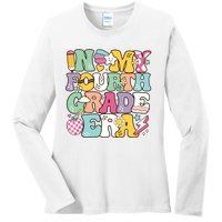 In My Fourth Grade Era Back To School Retro Groovy 4th Grade Ladies Long Sleeve Shirt