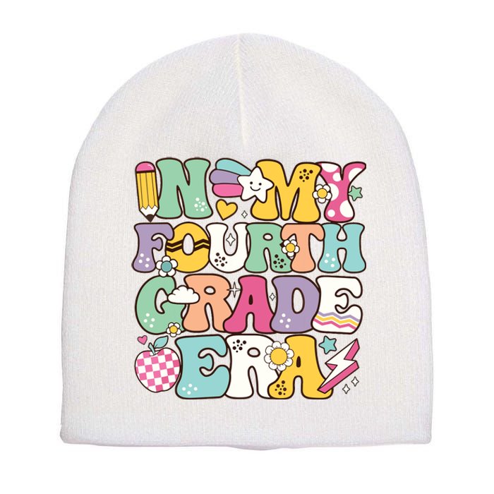 In My Fourth Grade Era Back To School Retro Groovy 4th Grade Short Acrylic Beanie