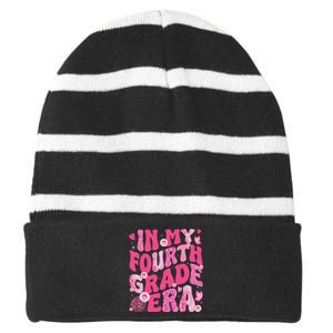 In My Fourth Grade Era Teachers Women Back To School Girl Striped Beanie with Solid Band