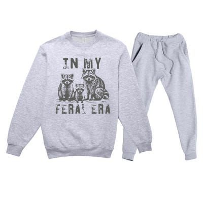 In My Feral Era Racoons Meme Premium Crewneck Sweatsuit Set