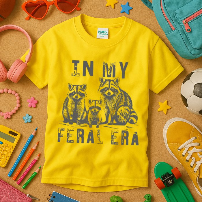 In My Feral Era Racoons Meme Kids T-Shirt